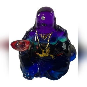 2 Inch Buddha of Luck and Prosperity with Chakra Colors.Swarovski stone.